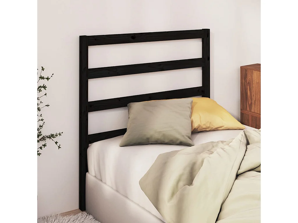 Cabeceira de cama 81x4x100 cm pinho maciço preto
