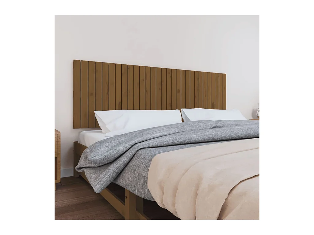 Tête de lit murale Marron miel 185x3x60 cm Bois massif de pin