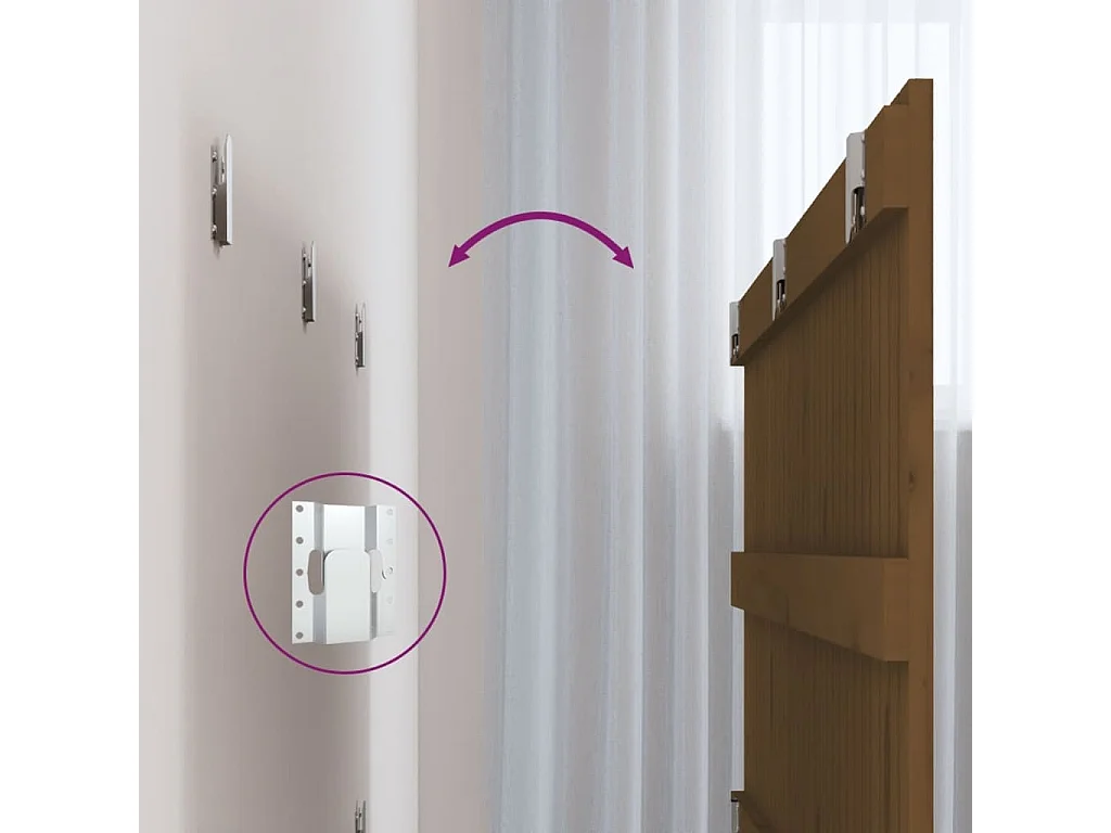 Tête de lit murale Marron miel 185x3x60 cm Bois massif de pin