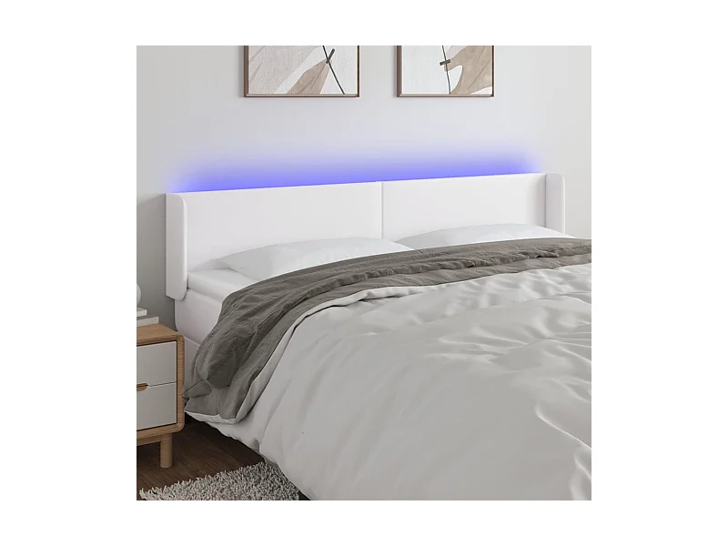 Tête de lit à LED Blanc 163x16x78/88 cm Similicuir