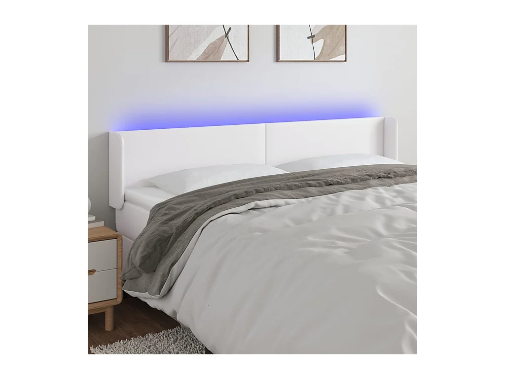 Tête de lit à LED Blanc 163x16x78/88 cm Similicuir
