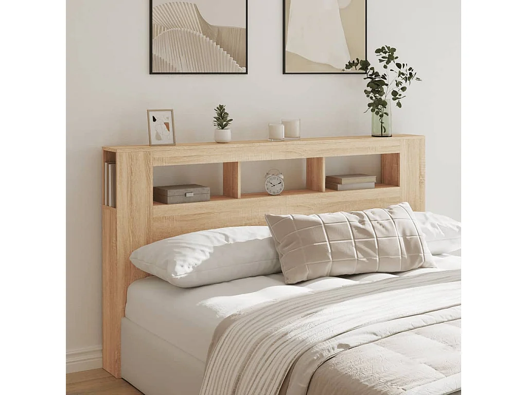 Tête de lit à LED chêne sonoma 180x18,5x103,5cm bois ingénierie