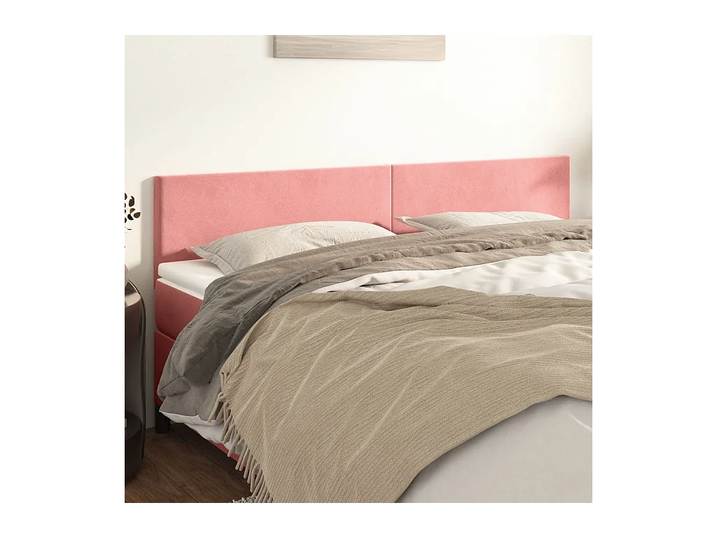 Tête de lit 2 pièces Rose 80x5x78/88 cm Velours