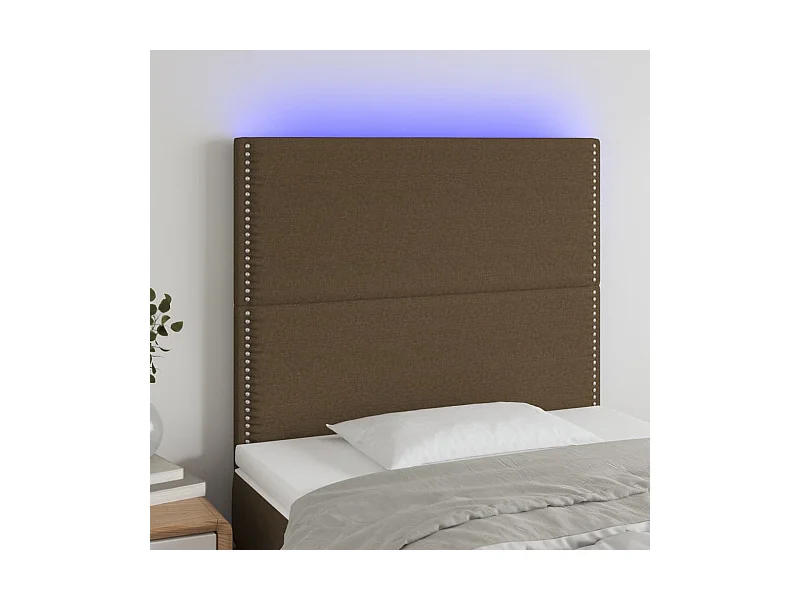 Cabeceira de cama c/ luzes LED tecido 100x5x118/128cm castanho