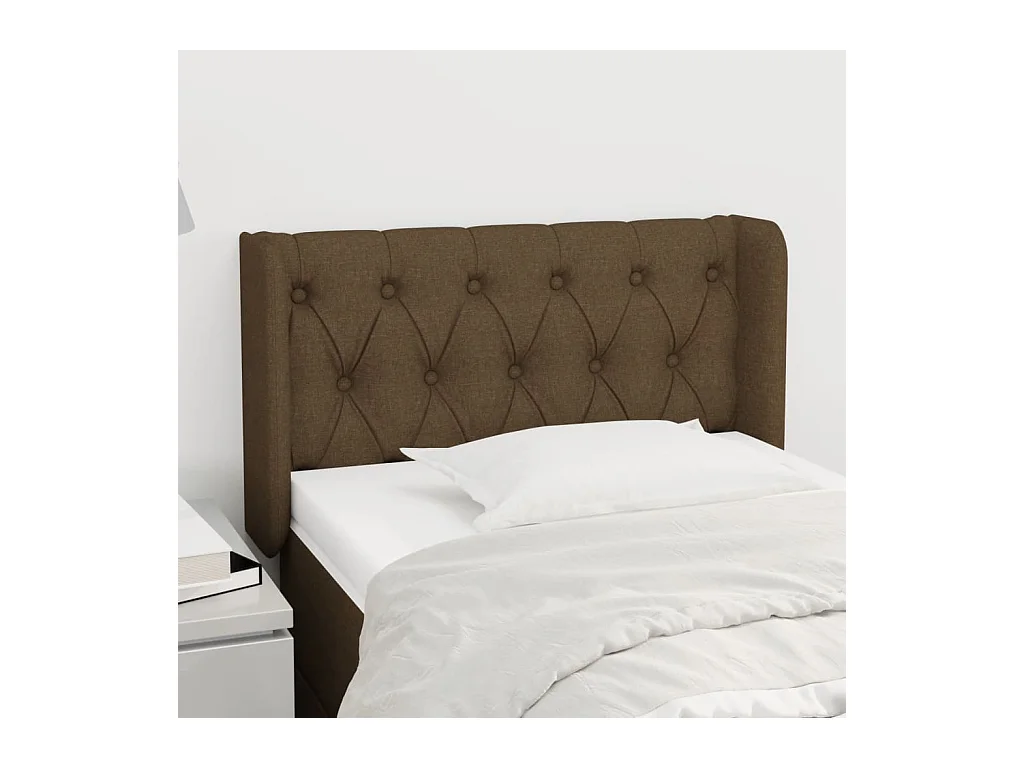 Tête de lit avec oreilles Marron Foncé 83x16x78/88 cm Tissu