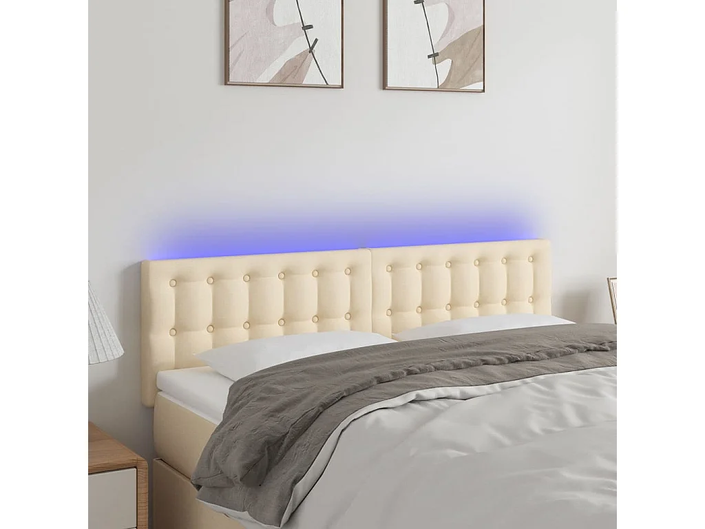 Tête de lit à LED Crème 144x5x78/88 cm Tissu