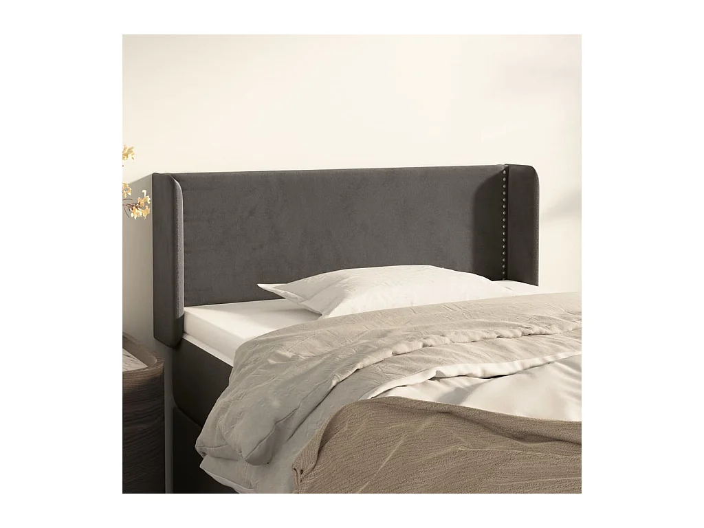 Tête de lit avec oreilles Gris foncé 83x16x78/88 cm Velours