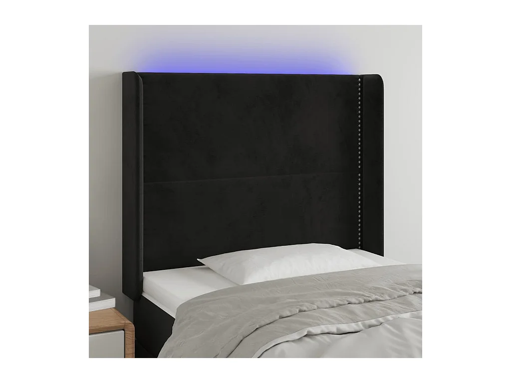 Tête de lit à LED Noir 93x16x118/128 cm Velours
