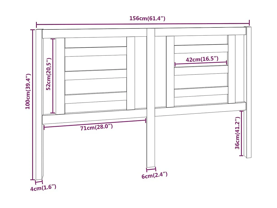 Cabeceira de cama 156x4x100 cm pinho maciço branco