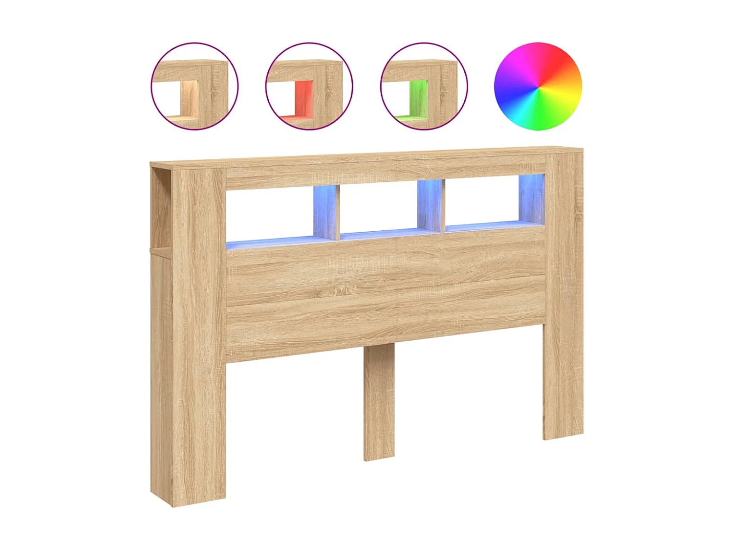 Tête de lit à LED chêne sonoma 160x18,5x103,5cm bois ingénierie