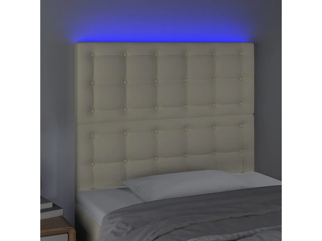 Tête de lit à LED Crème 80x5x118/128 cm Similicuir