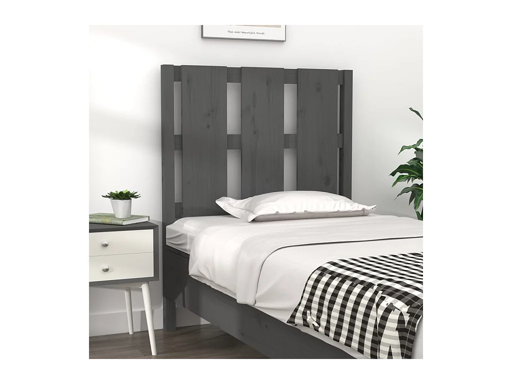 Tête de lit Gris 80,5x4x100 cm Bois massif de pin