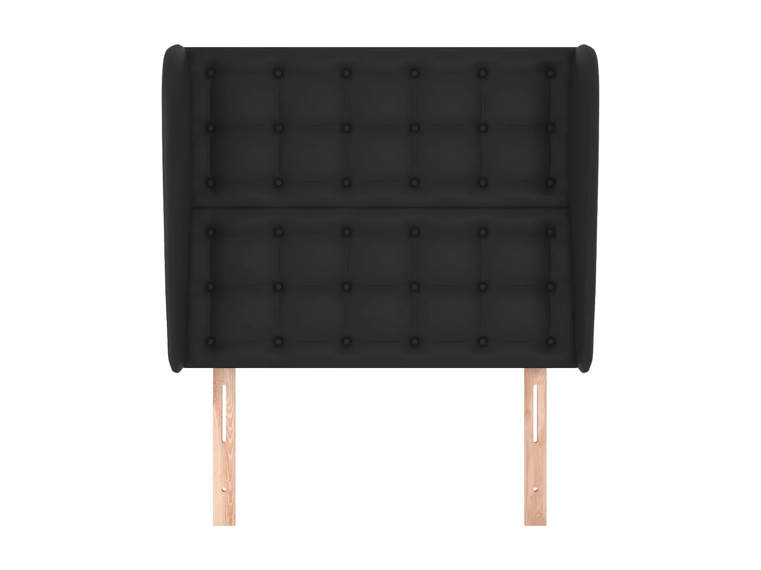 Cabecero con orejas de cuero sintético negro 103x23x118/128cm