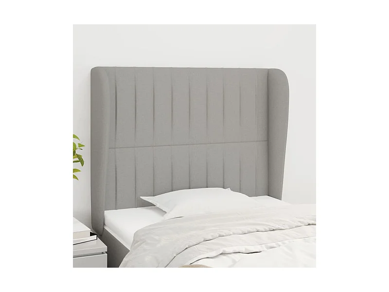 Tête de lit avec oreilles Gris clair 83x23x118/128 cm Tissu