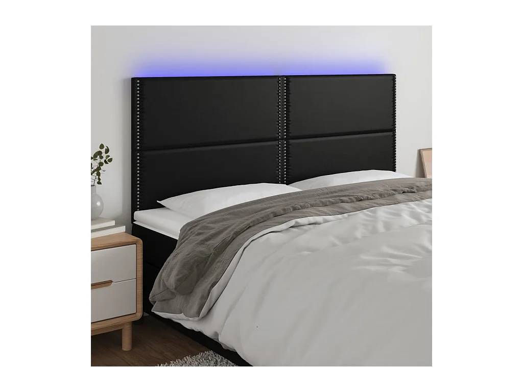 Tête de lit à LED Noir 180x5x118/128 cm Similicuir