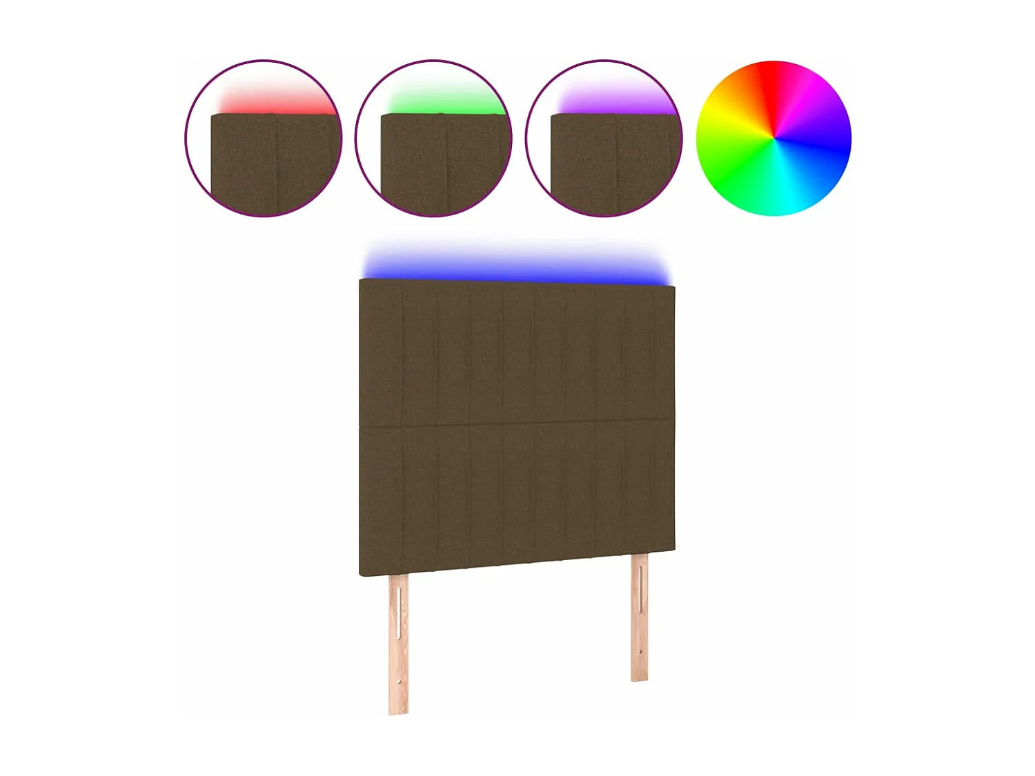 Hoofdbord LED 100x5x118/128 cm stof donkerbruin