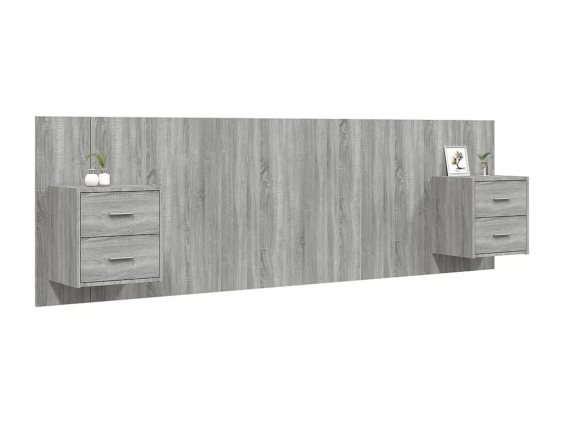 Tête de lit avec armoires Gris sonoma Bois d'ingénierie