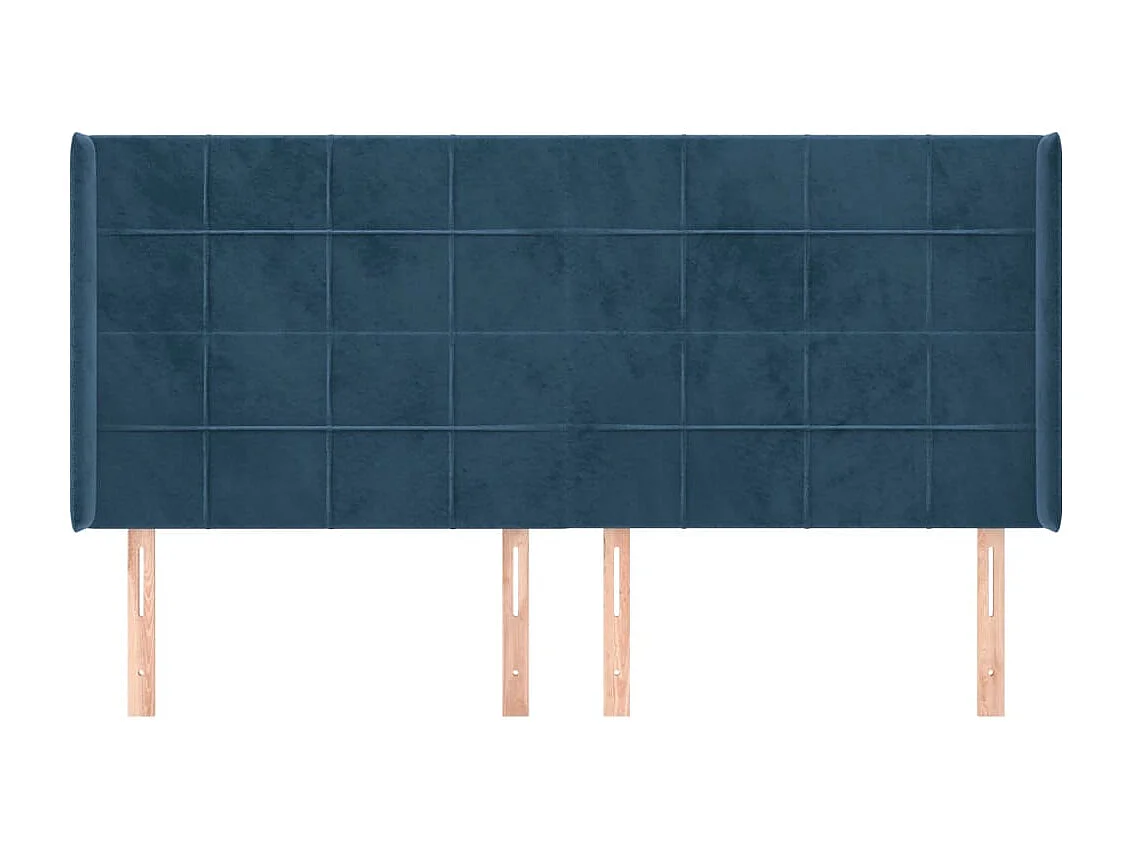 Tête de lit avec oreilles Bleu foncé 183x16x118/128 cm Velours