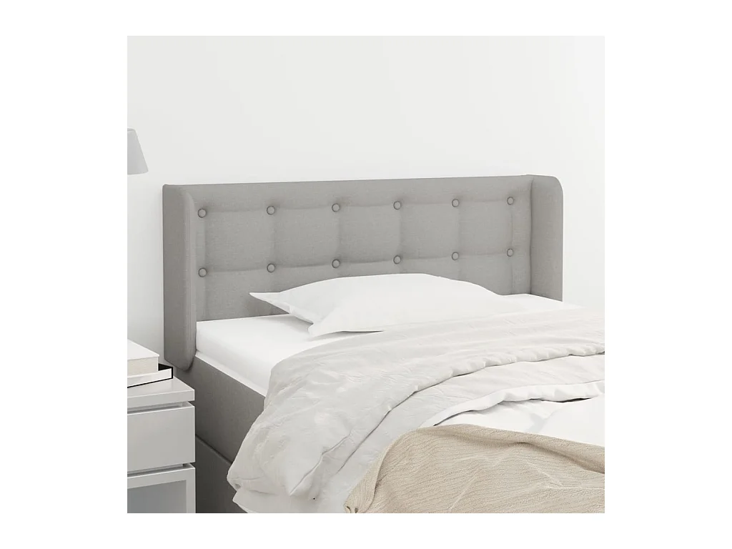 Tête de lit avec oreilles Gris clair 93x16x78/88 cm Tissu