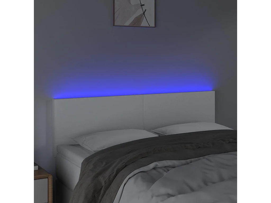 Hoofdbord LED 144x5x78/88 cm kunstleer wit