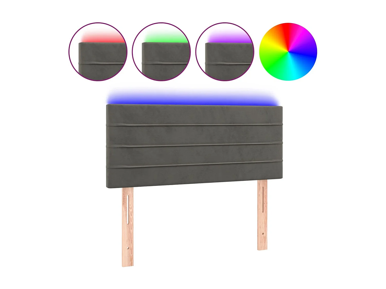 Hoofdbord LED 80x5x78/88 cm fluweel donkergrijs