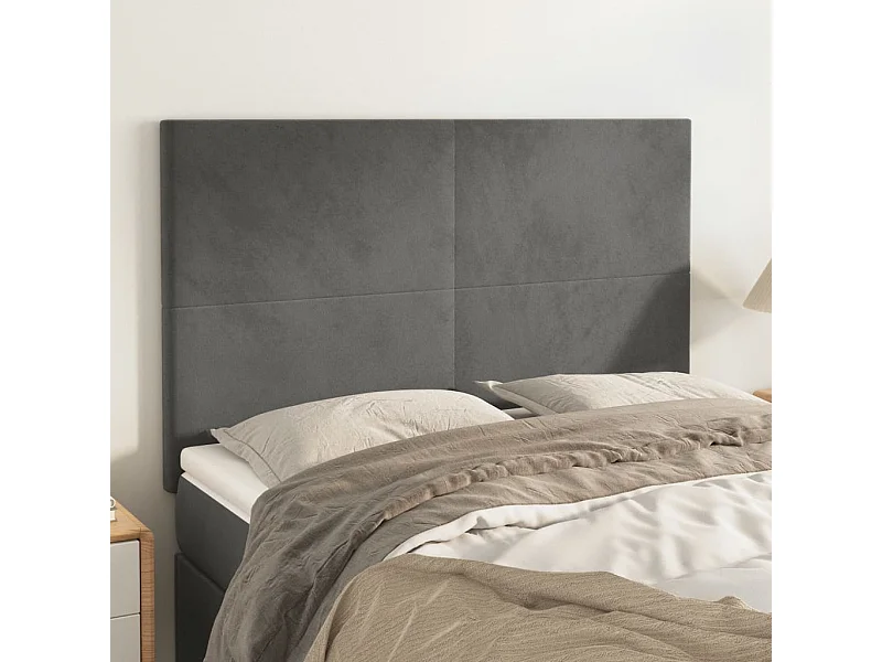 Cabeceira de cama 4 peças veludo 72x5x78/88 cm cinzento-escuro