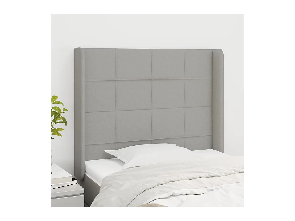 Tête de lit avec oreilles Gris clair 93x16x118/128 cm Tissu