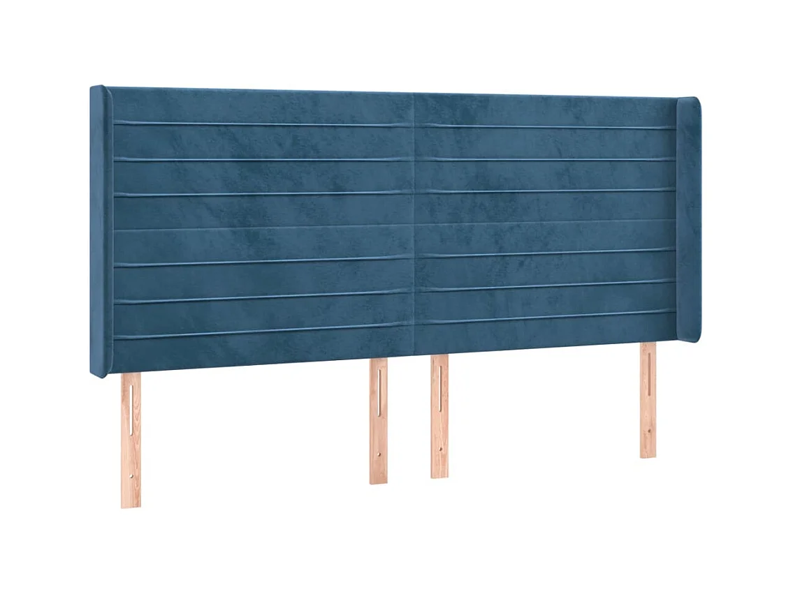 Tête de lit avec oreilles Bleu foncé 183x16x118/128 cm Velours