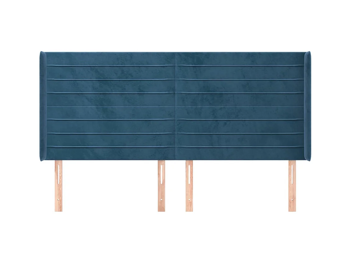 Tête de lit avec oreilles Bleu foncé 183x16x118/128 cm Velours