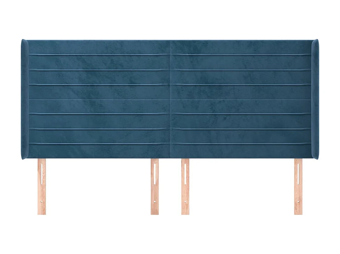 Cabecero con orejas de terciopelo azul oscuro 183x16x118/128 cm