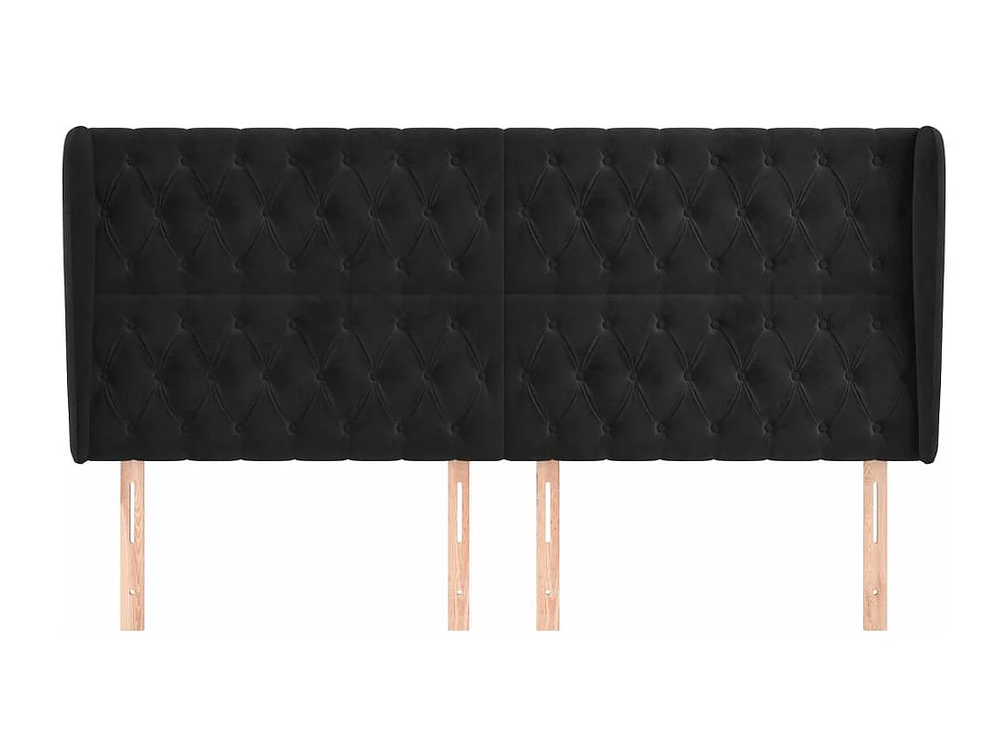 Tête de lit avec oreilles Noir 203x23x118/128 cm Velours