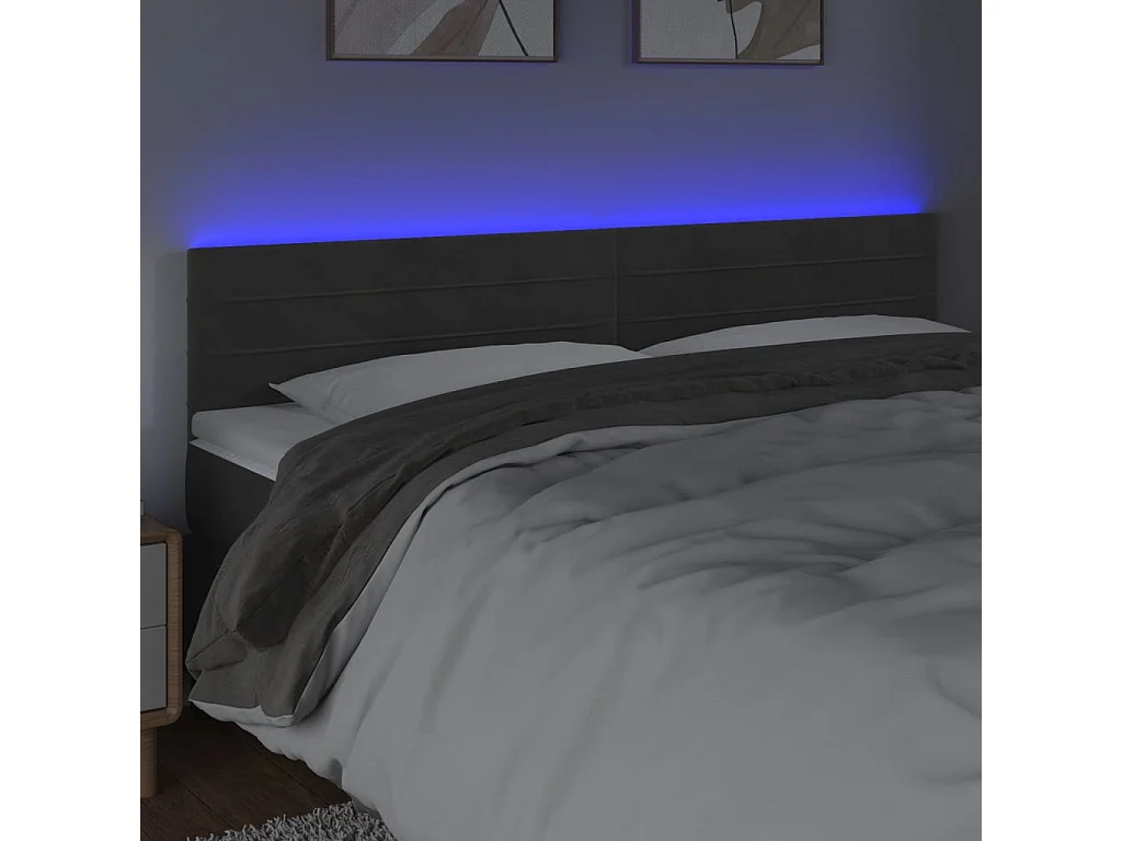 Tête de lit à LED Gris foncé 180x5x78/88 cm Velours
