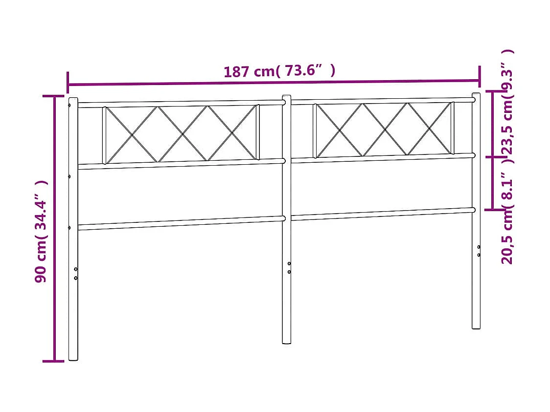 Cabeceira de cama 180 cm metal preto