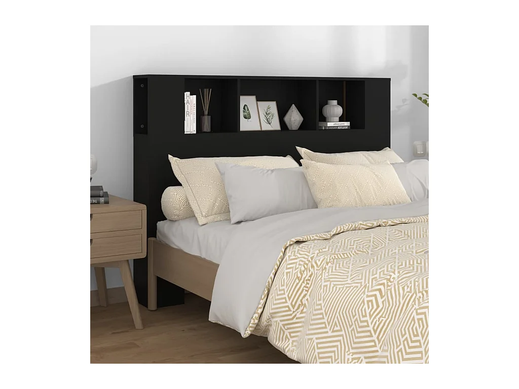 Armoire de tête de lit Noir 140x18,5x104,5 cm