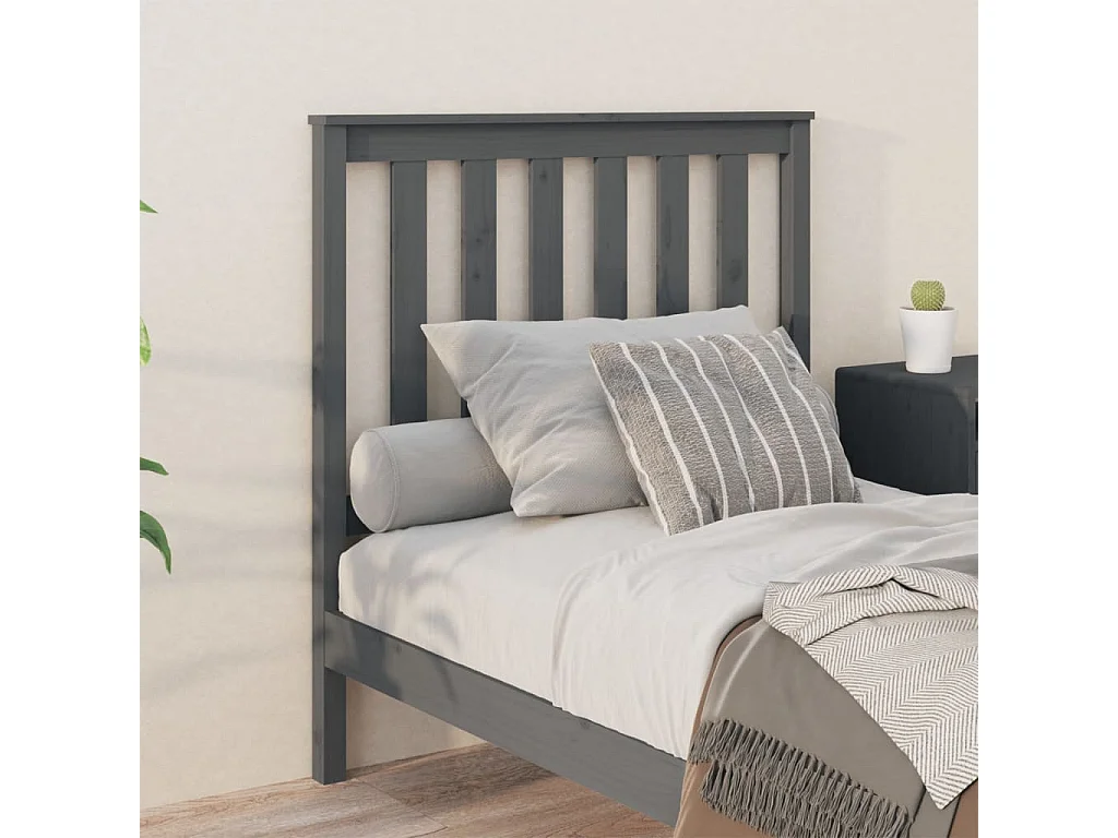 Tête de lit Gris 96x6x101 cm Bois massif de pin