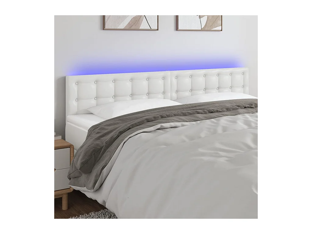 Cabecero con LED cuero sintético blanco 200x5x78/88 cm