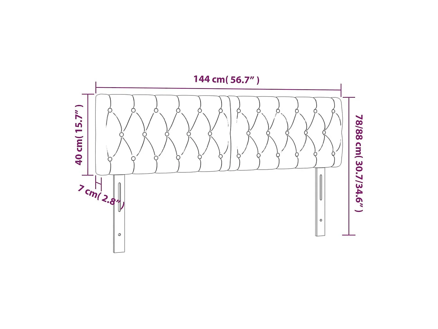 Tête de lit 2 pièces Crème 72x7x78/88 cm Tissu