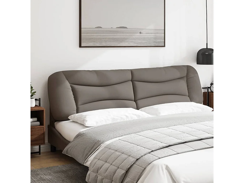 Cabecero de cama acolchado tela gris taupe 200 cm