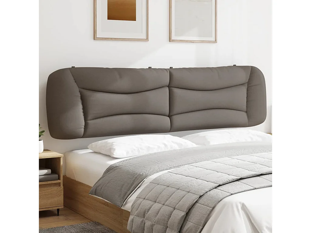 Cabecero de cama acolchado tela gris taupe 200 cm