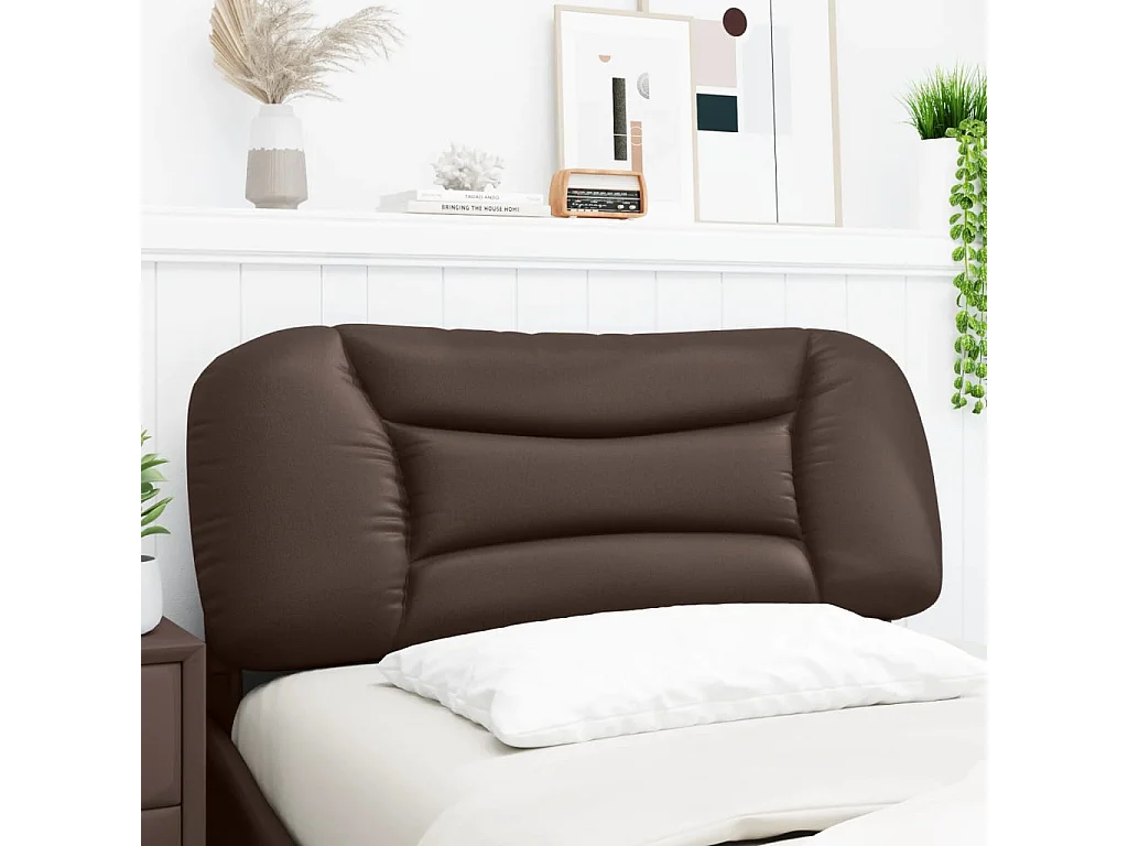 Tête de lit coussin marron 100 cm similicuir