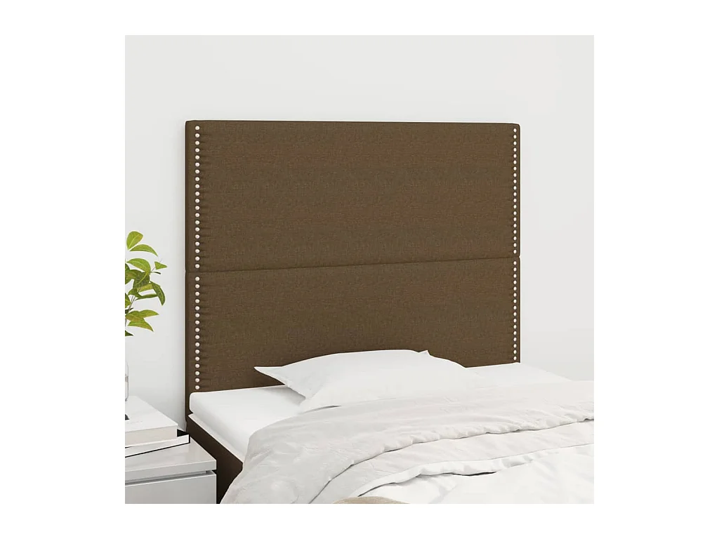 Tête de lit 2 pièces Marron Foncé 80x5x78/88 cm Tissu