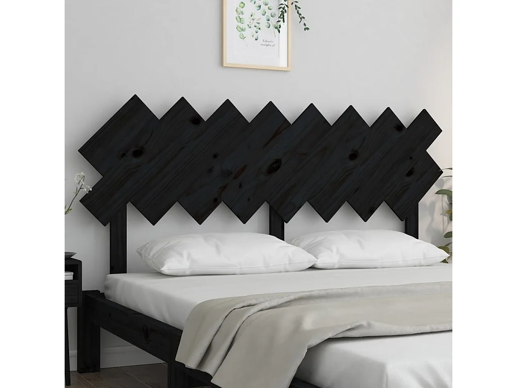 Cabecero de cama madera maciza de pino negro 159,5x3x80,5 cm