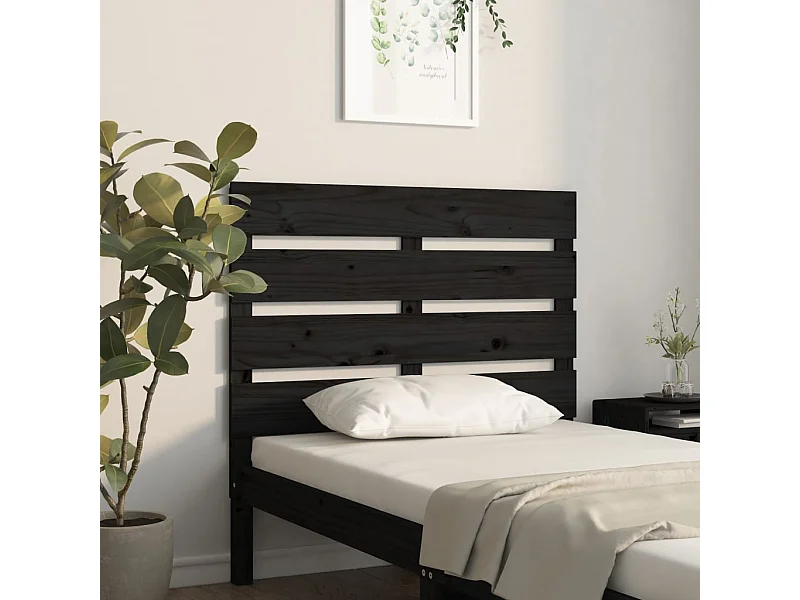 Cabeceira de cama 100x3x80 cm pinho maciço preto