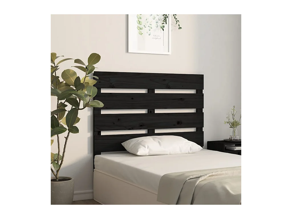 Cabecero de cama madera maciza de pino negro 100x3x80 cm