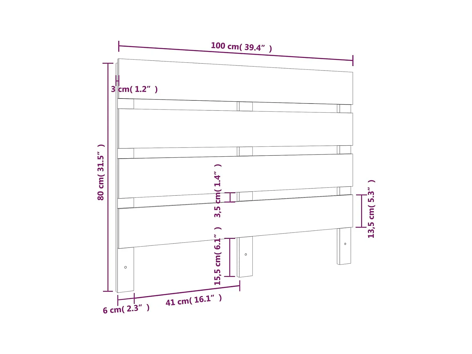 Cabecero de cama madera maciza de pino negro 100x3x80 cm