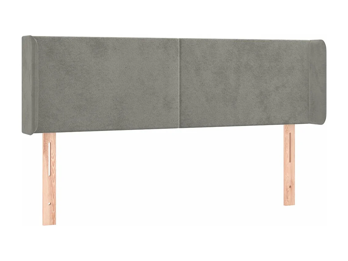 Cabeceira de cama c/ abas veludo147x16x78/88 cm cinzento-claro