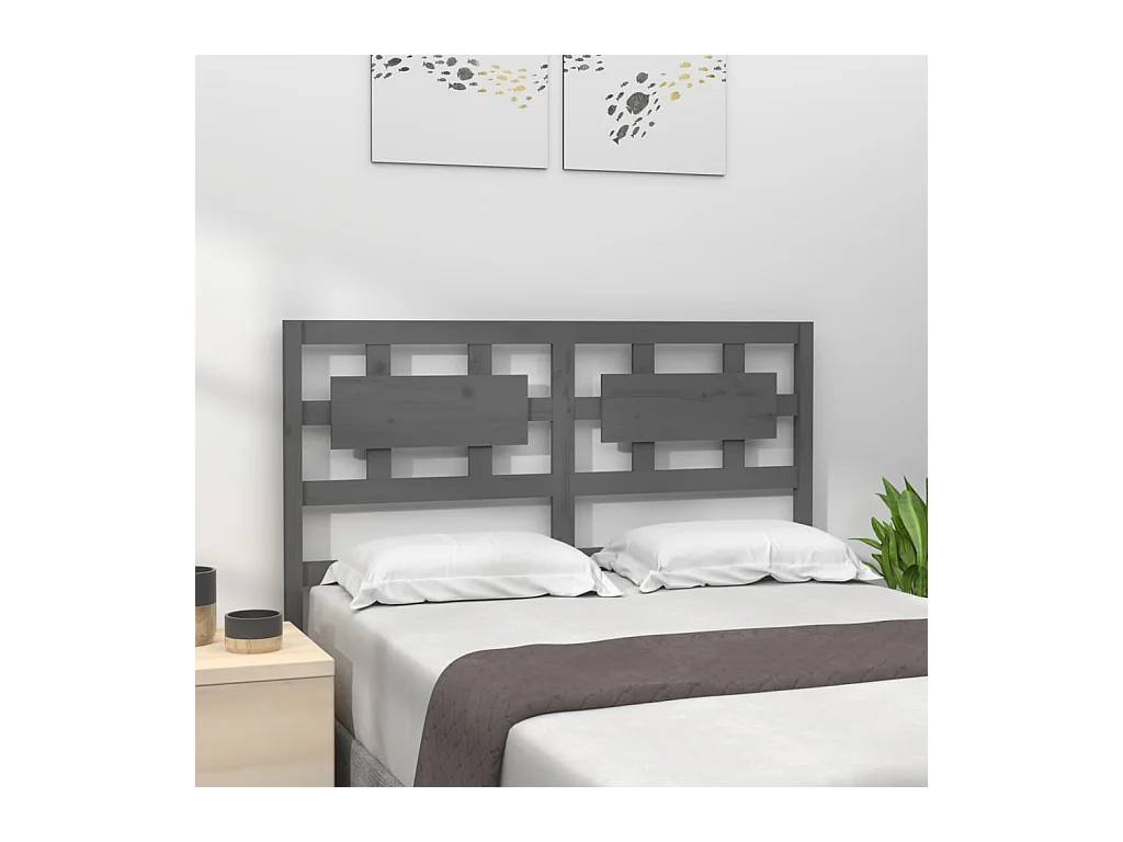 Tête de lit Gris 205,5x4x100 cm Bois massif de pin