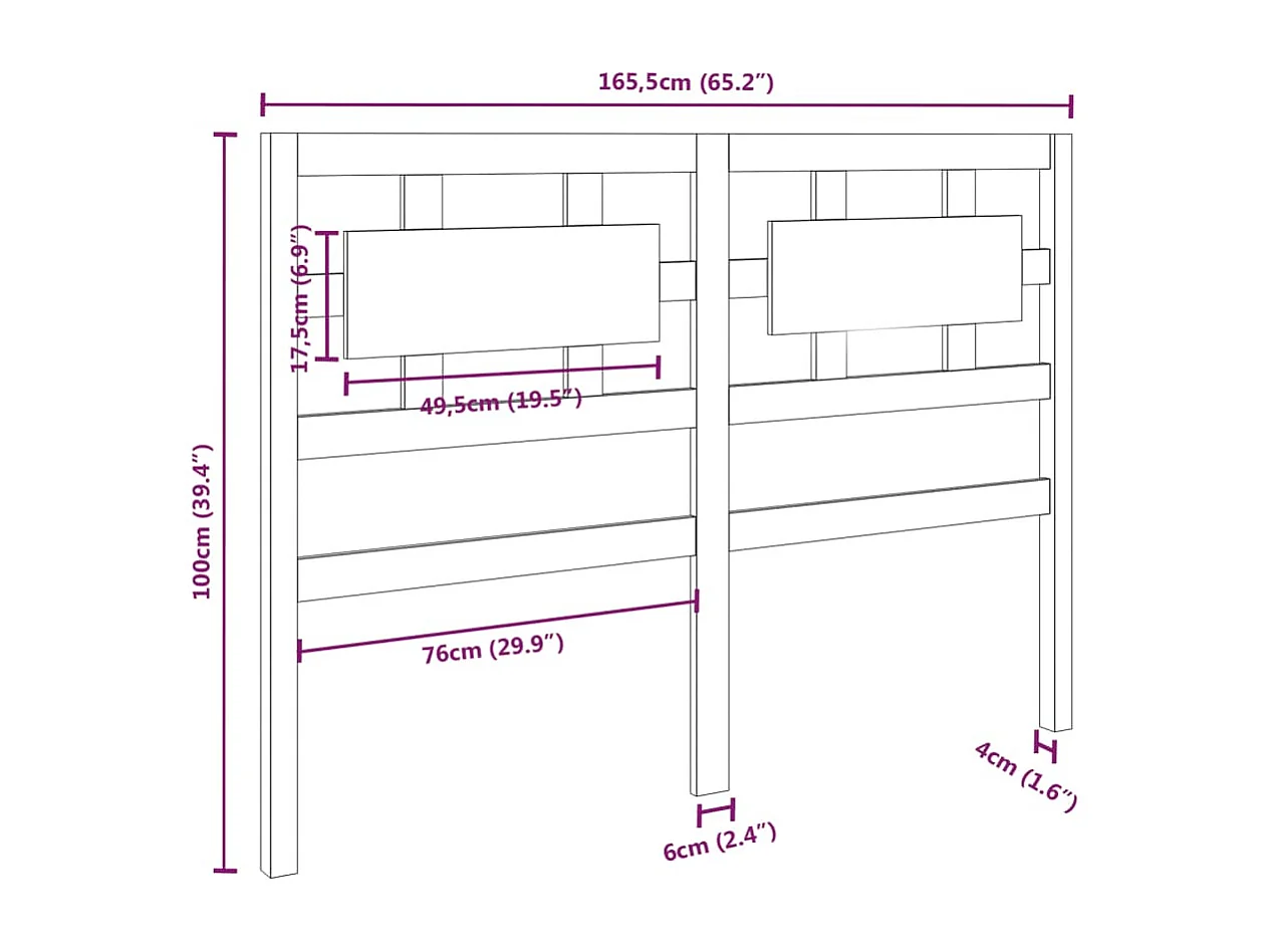 Cabeceira de cama 165,5x4x100 cm pinho maciço cinzento
