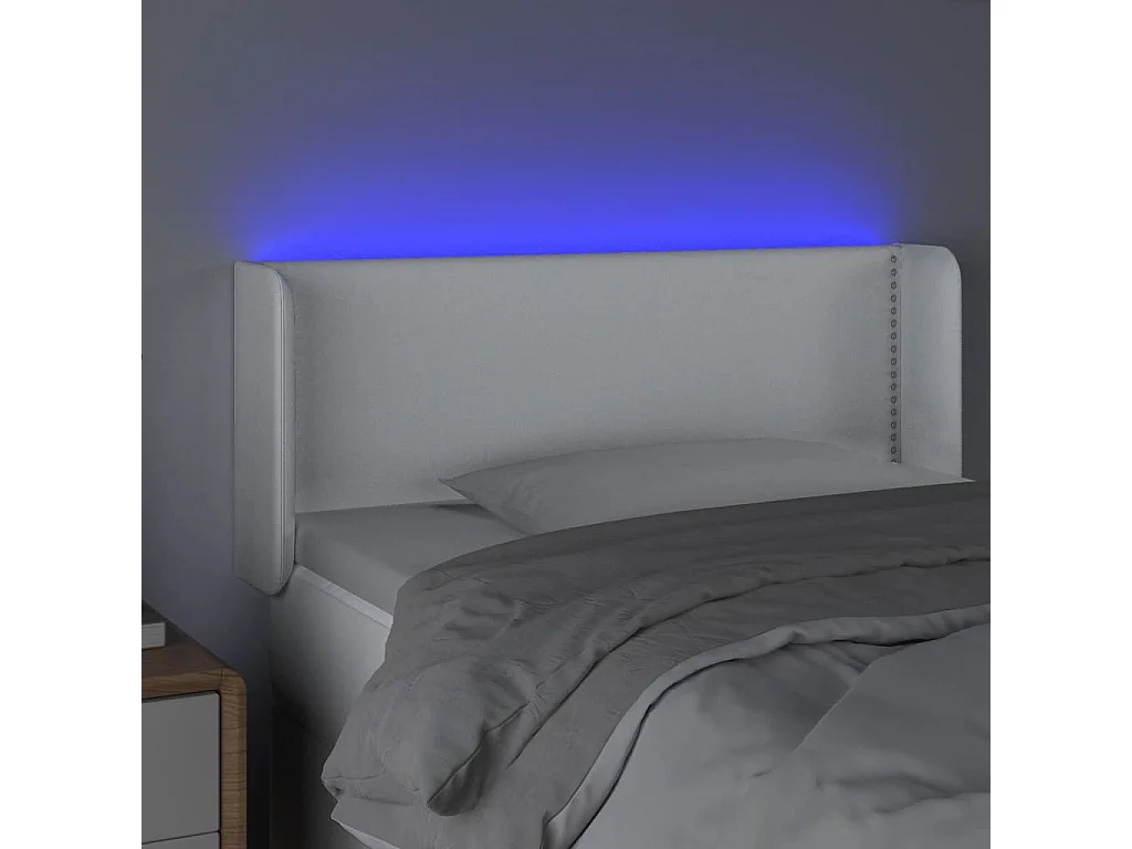 Tête de lit à LED Blanc 83x16x78/88 cm Similicuir