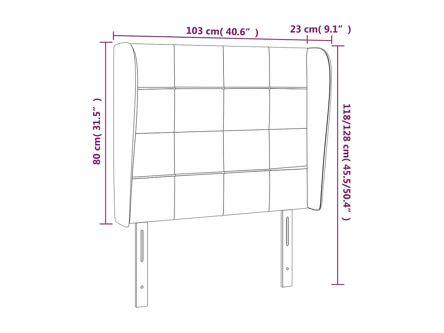 Tête de lit avec oreilles Gris clair 103x23x118/128 cm Tissu